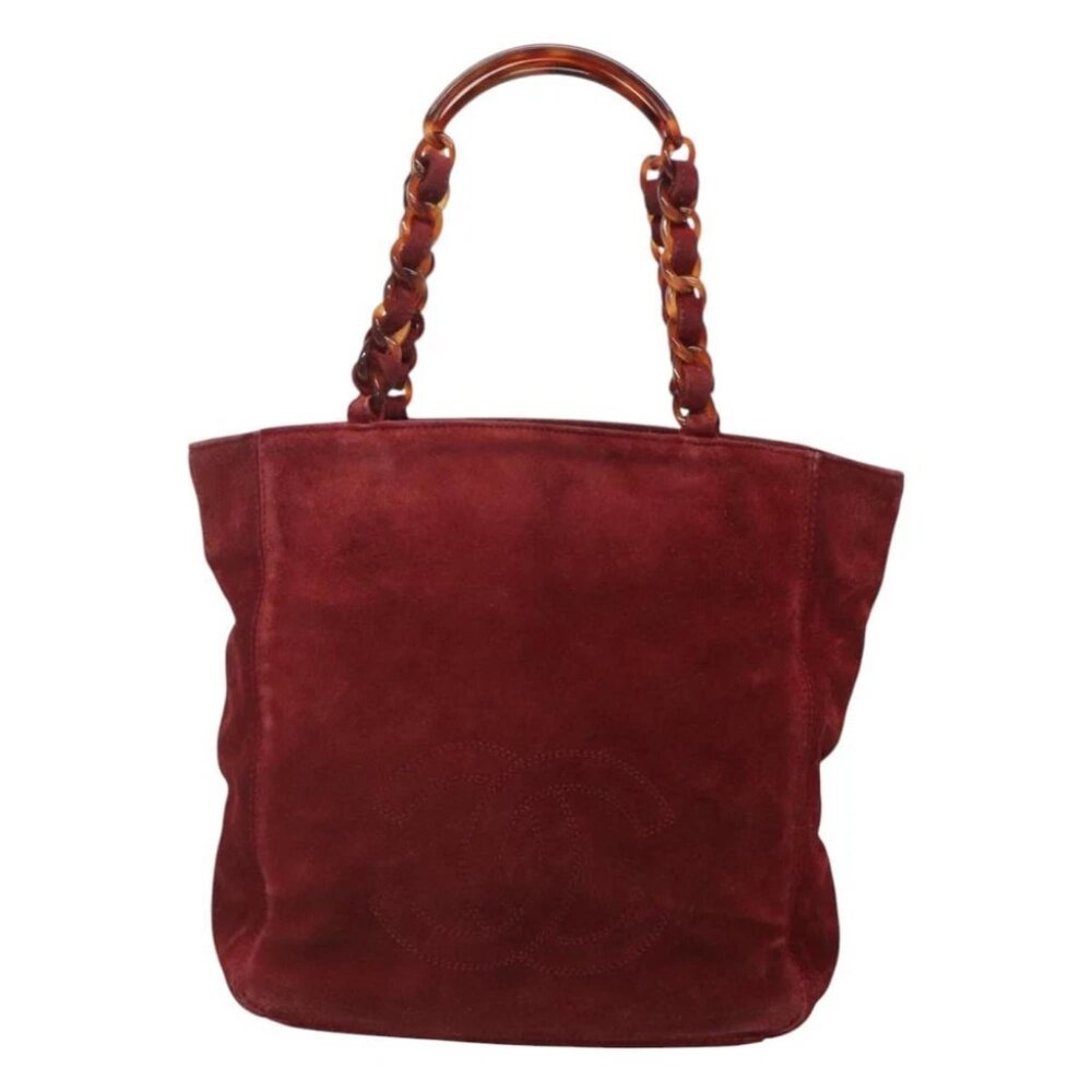 CHANEL Hand Bag Suede Red CC - Picture 2 of 15